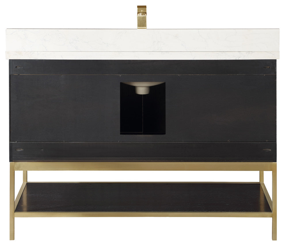 Wildy Black Oak Bathroom Vanity Set, 48", Without Mirror