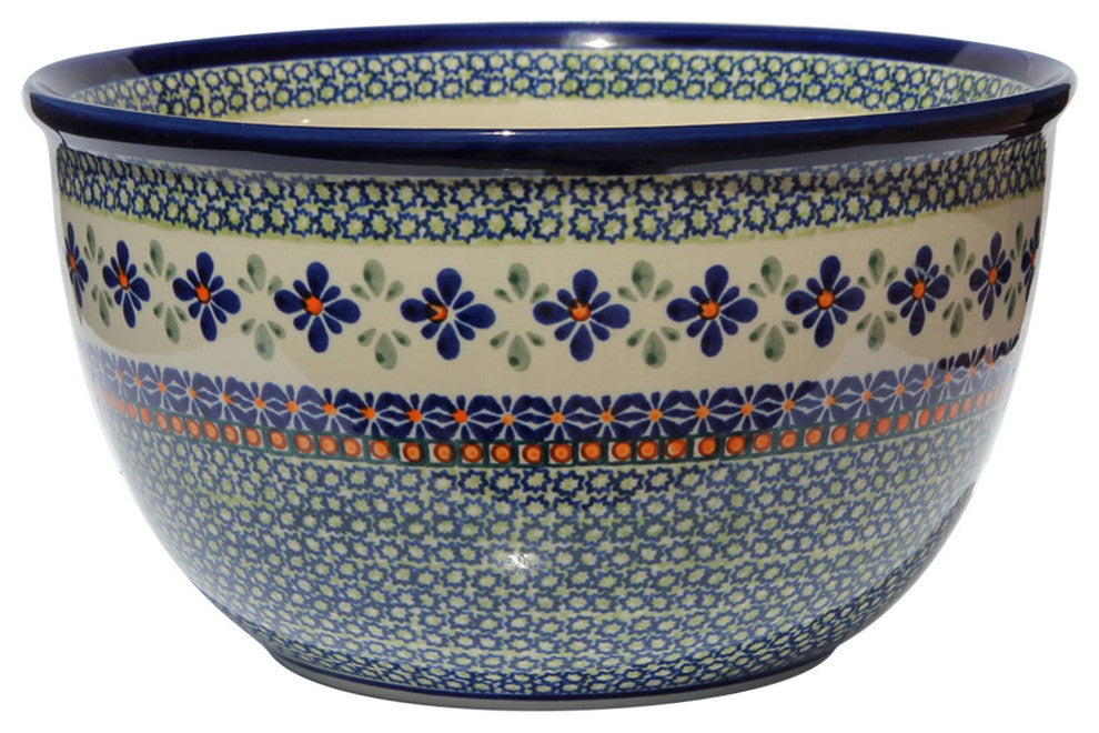 Polish Pottery Mixing Bowl Large, Pattern Number: DU60