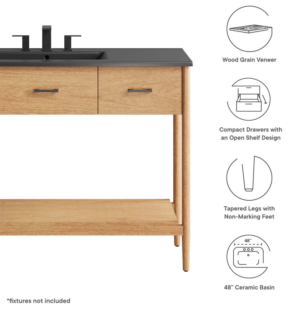 Zaire 48" Single Sink Bathroom Vanity - Natural Black