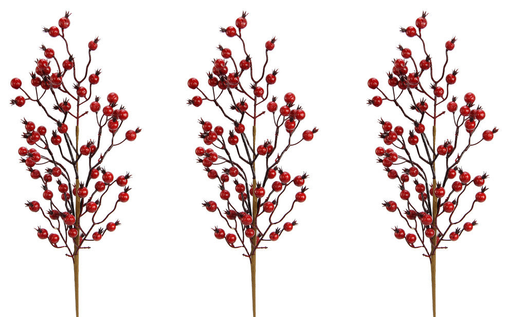 24"H Faux Red Berry Spray Christmas Decor