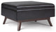 Simpli Home Owen Faux Air Leather Coffee Table Storage Ottoman in Tanners Brown