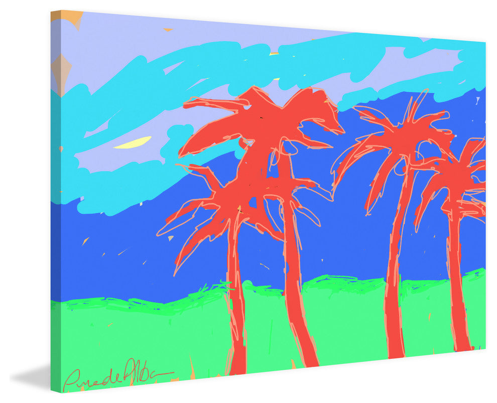 Marmont Hill, "California Palms" by Arthur Pina Painting Wrapped Canvas, 30x20