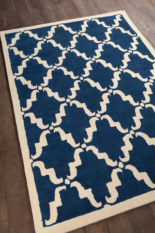 Davin Contemporary Area Rug, Navy Blue and White, 7'x10'