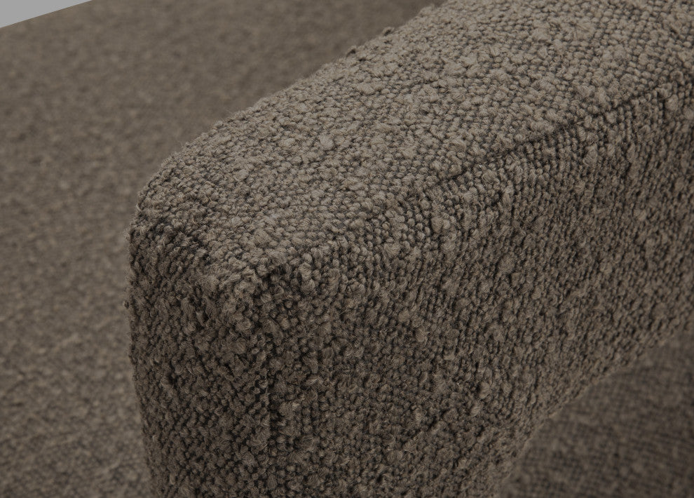 Athena Boucle Fabric Upholstered Bench, Brown, Boucle Fabric