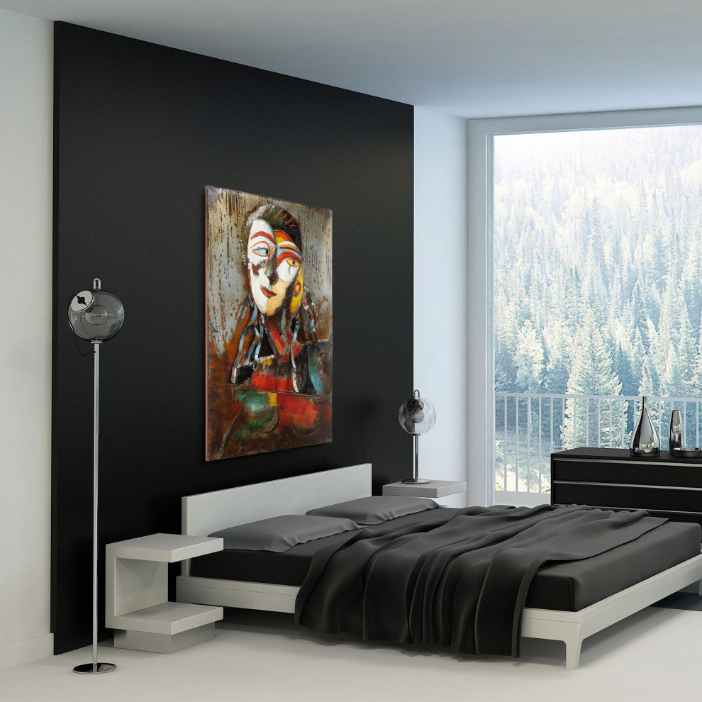 "Homme 1" Primo Mixed Media Hand Painted 3D Metal Wall Art