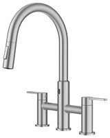 KRAUS Oletto Touchless Sensor Bridge Kitchen Faucet w Pulldown Sprayhead SFS