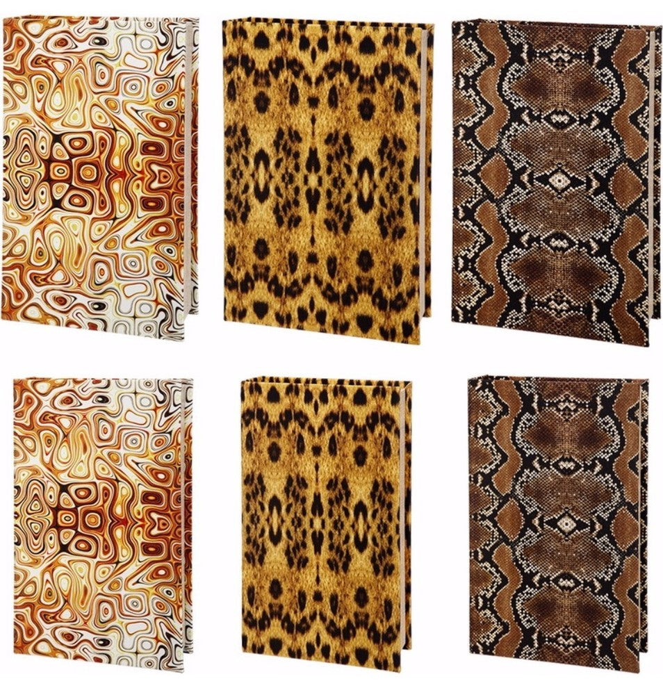 Benzara BM150832 Animal Print Book Boxes-Set of 6, Multicolor