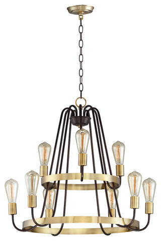 Maxim 11737 Haven 9 Light 27"W Chandelier - Oil Rubbed Bronze / Antique Brass
