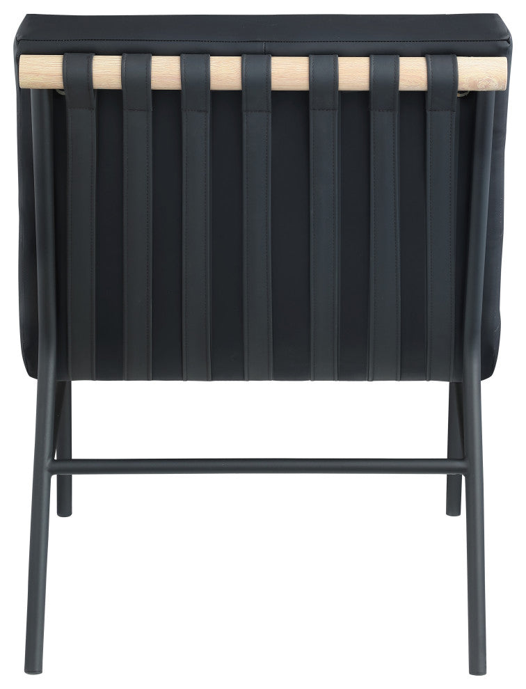 Burke Upholstered Accent Chair, Black, Vegan Leather, White Oak