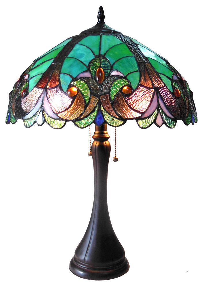 CHLOE Lighting AMOR Tiffany-style 2 Light Victorian Table Lamp 16" Shade