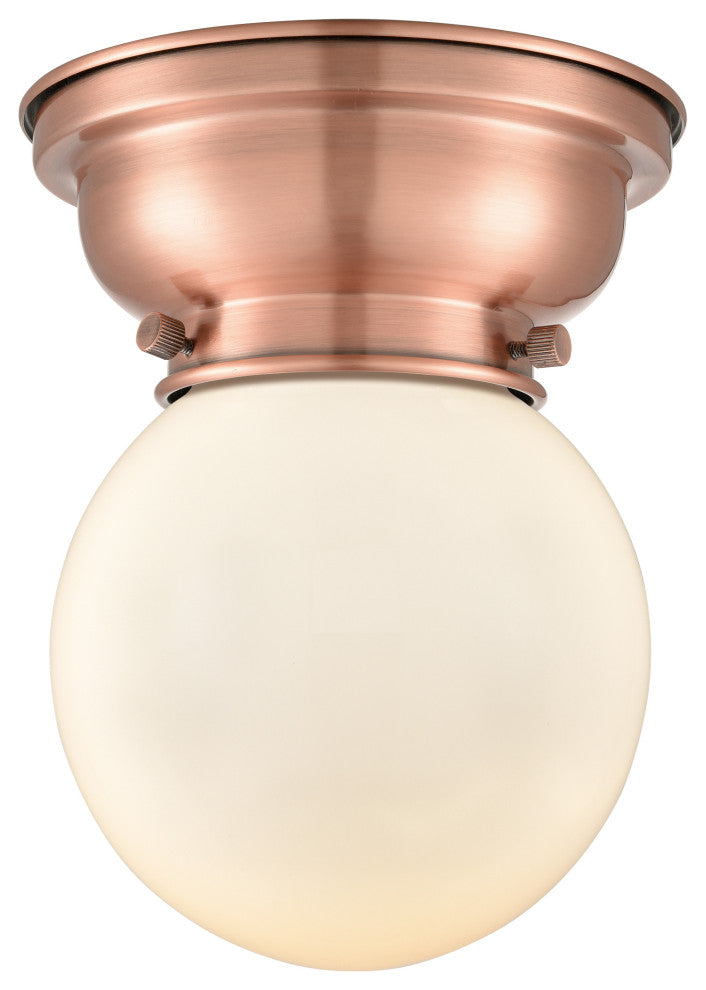Innovations 623-1F-AC-G201-6-LED 1-Light Flush Mount, Antique Copper