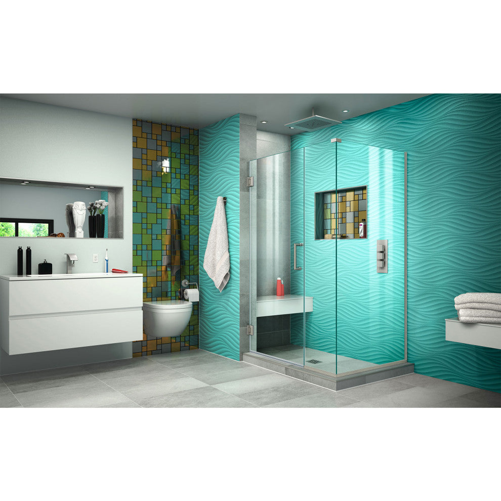 DreamLine Unidoor Plus 37.5"x30.38"x72" Hinged Shower Enclosure, Brushed Nickel