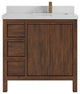 Elizabeth 36 Right Offset Bath Vanity in Dark Walnut Teak 2" Calacatta Nuvo