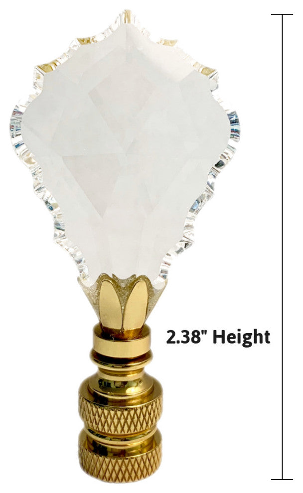 Crystal Gothic Cross Lamp Finial Polished Brass Knurled Base 2.75"h