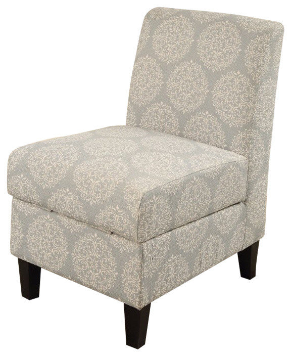 Accent Chair with Storage, Pattern Fabric, Gray