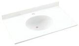 Swan Ellipse Solid Surface Bathroom Vanity Top, White