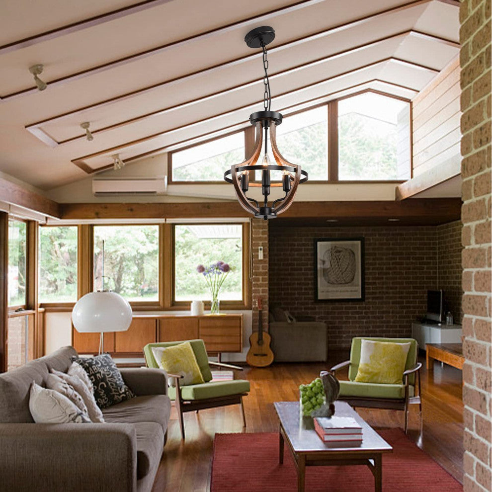 4 Light Farmhouse Hanging Pendant Lighting Rust Flush Mount Ceiling Chandelier