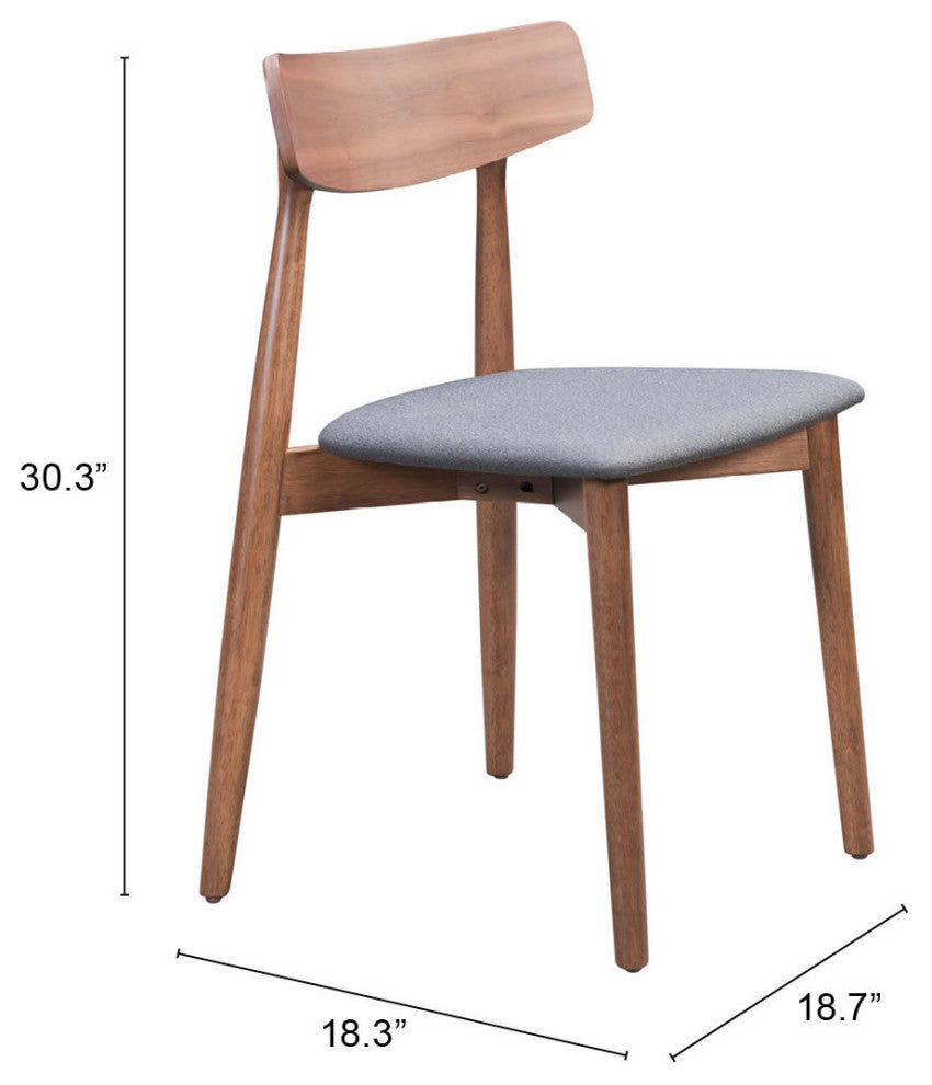 Newman Dining Chair, Set of 2 Walnut/Gray