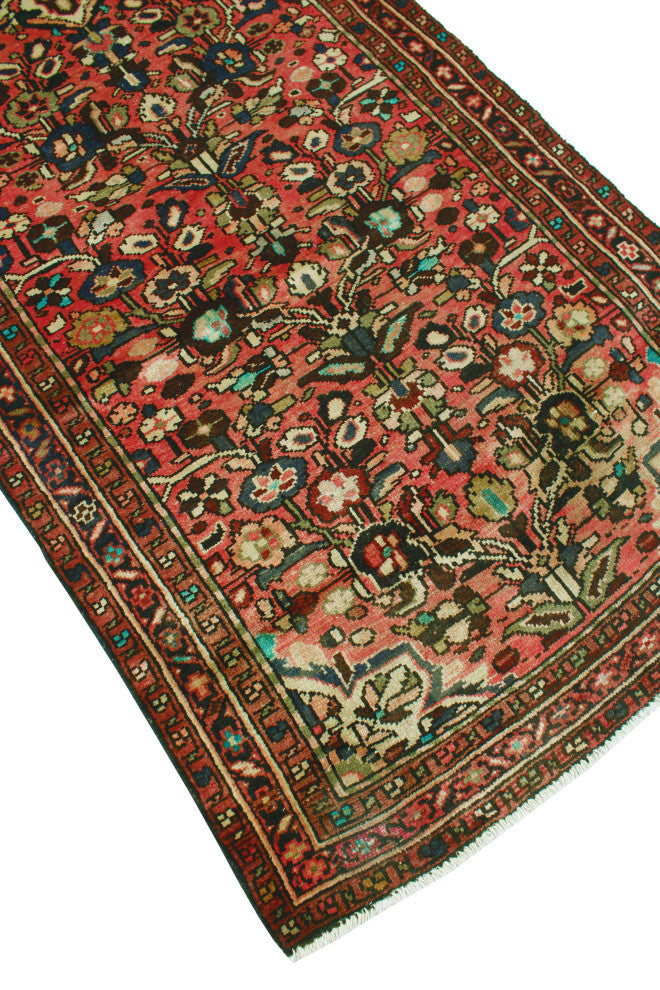 Fine Vintage Distressed Padideh Rust/Charcoal Runner, 3'8 x 11'9