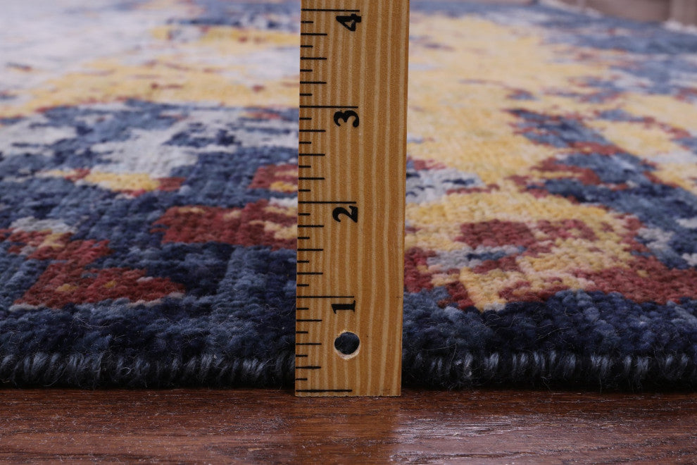 9' 3" X 11' 6" Modern Handmade Abstract Wool Rug Q11742