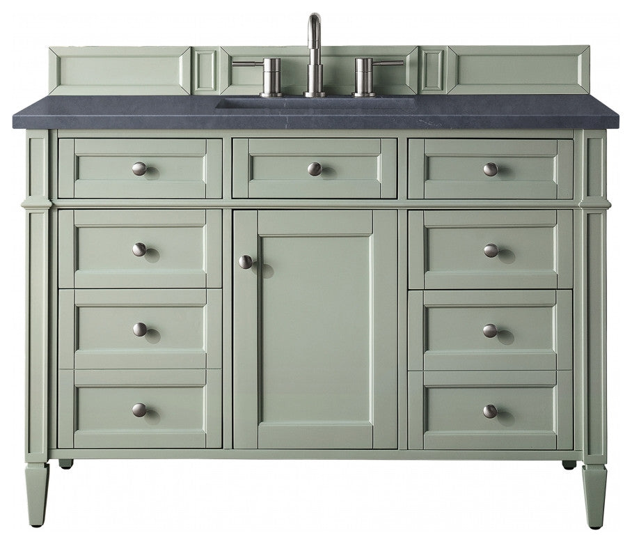 Brittany 48" Sage Green Vanity, Charcoal Soapstone Quartz Top