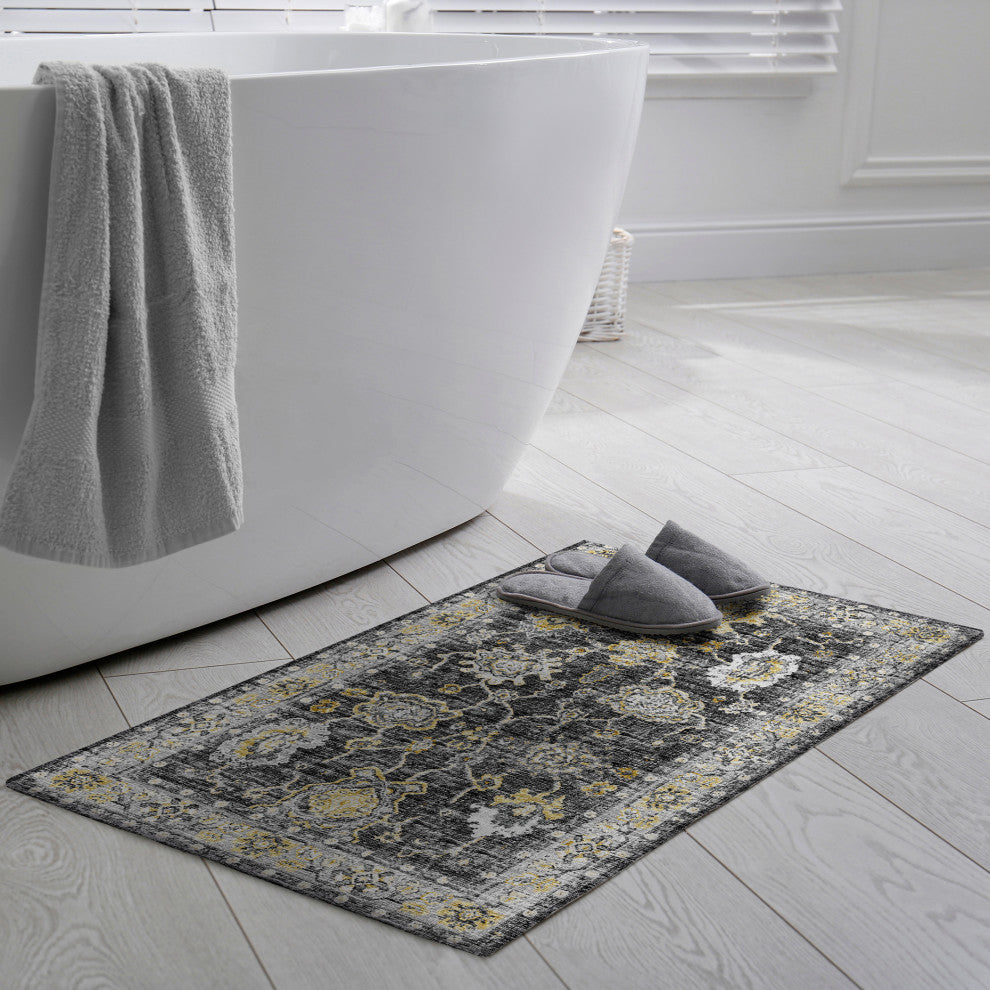 Indoor/Outdoor Marbella MB6 Midnight Machine Washable 1'8" x 2'6" Rug