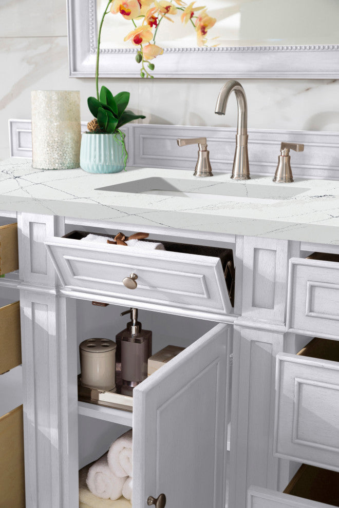 James Martin 157-V60S-BW-3ENC 60" Single Vanity Bright White w/ 3 CM Quartz Top