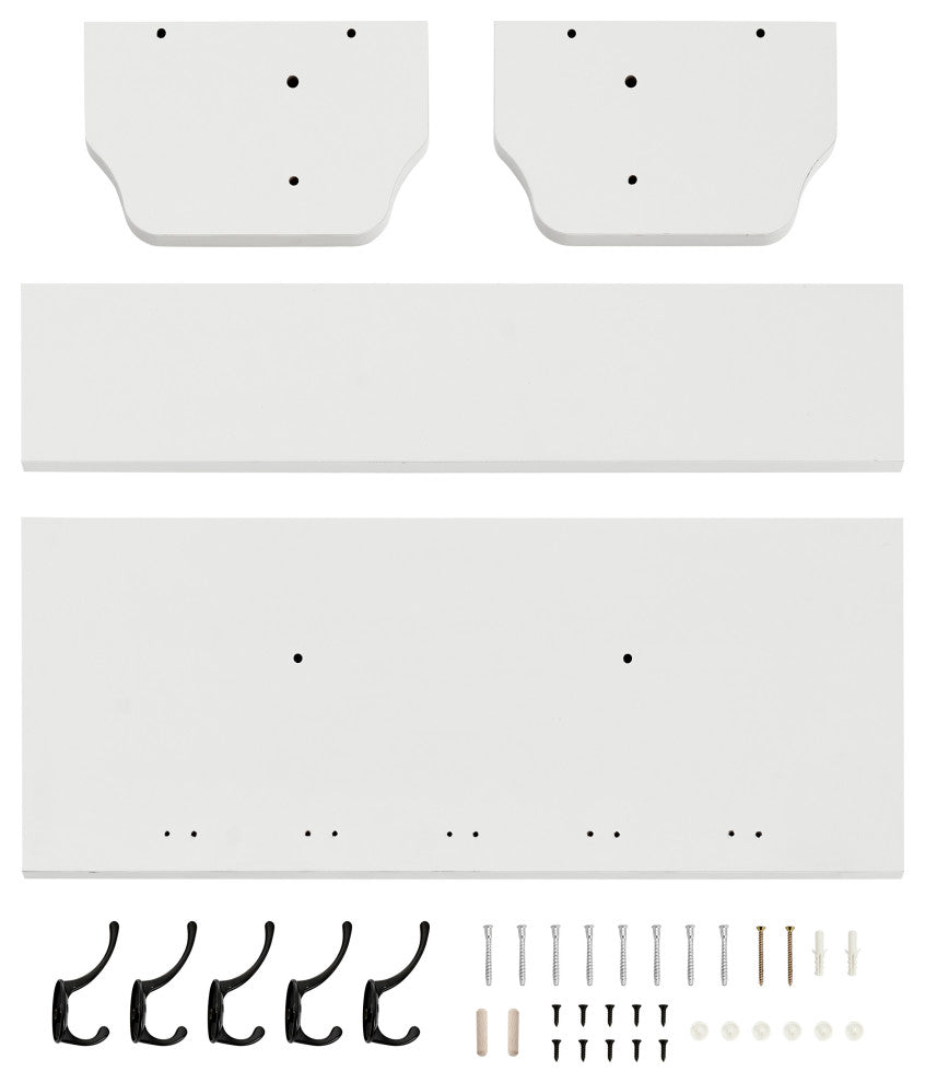 Danya B. Entryway Floating Utility Wall Shelf with Hooks "“ Wall Mounted, White