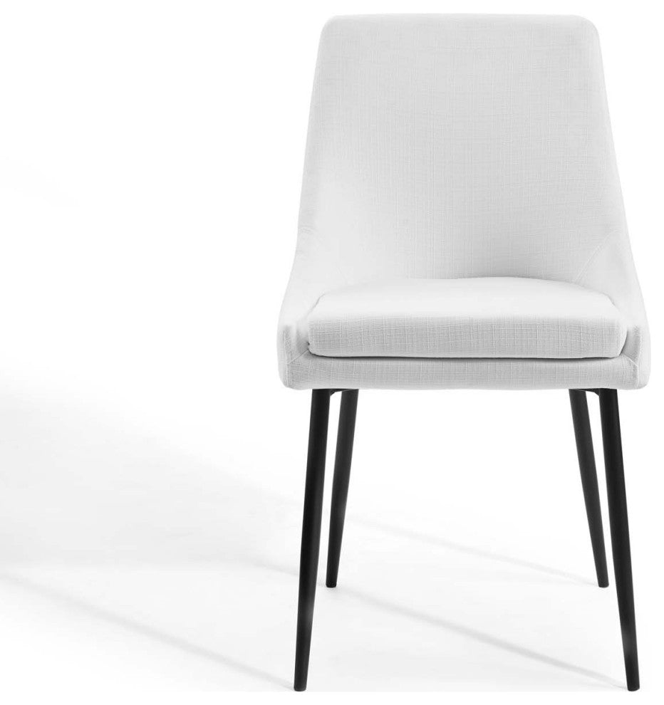 Side Dining Chair, Set of 2, Fabric, Metal, Black White, Cafe Bistro Restaurant