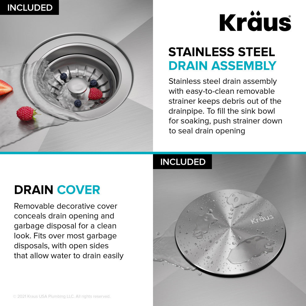 Kraus KWT321-15 Kore 15" Drop In Single Basin Stainless Steel Bar - Stainless