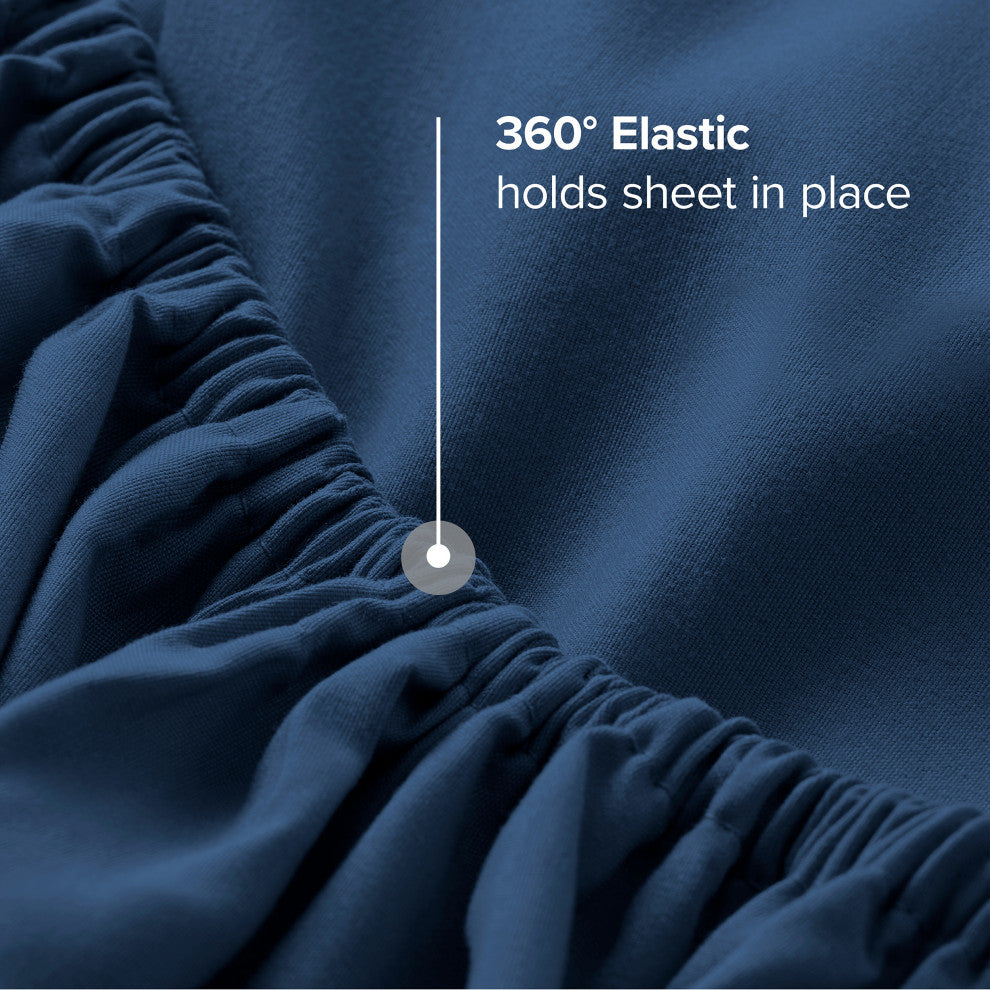 Bare Home Microfiber Fitted Sheet Deep Pocket, Dark Blue, Queen