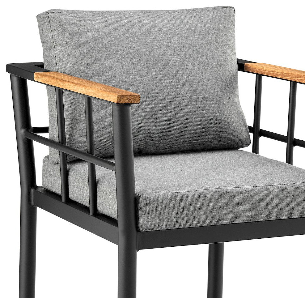 Outdoor Patio Counter or Bar Height Bar Stool in Aluminum and Teak
