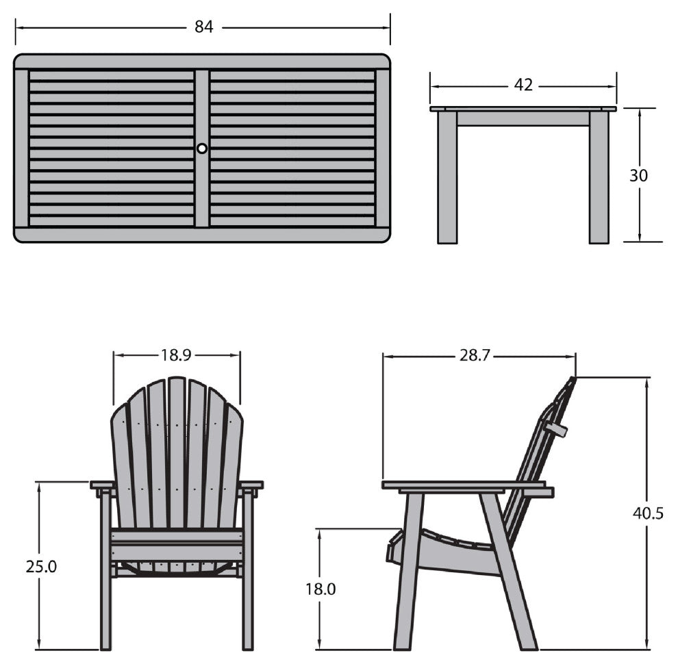 Muskoka 7-Piece 42x84 Dining Set, Weathered Acorn, Whitewash