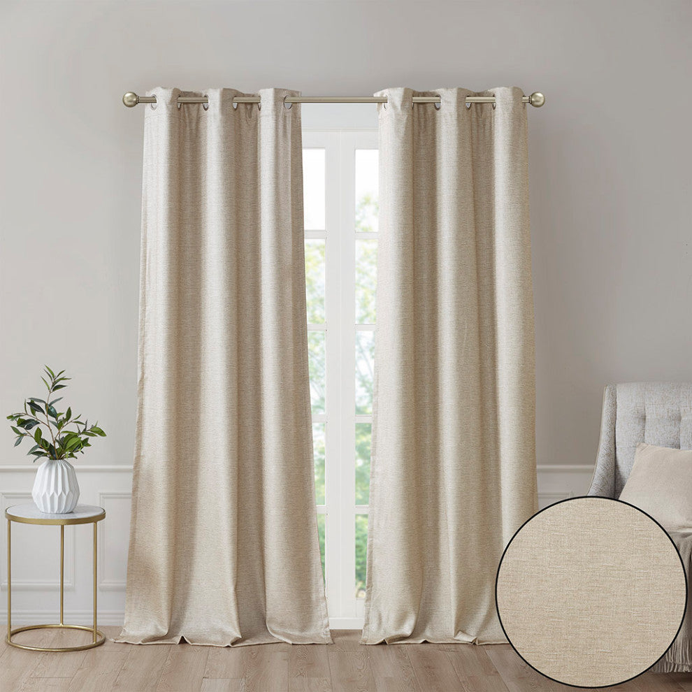 Madison Park Tonal Printed Faux Silk Room Darkening Curtain Panel Pair