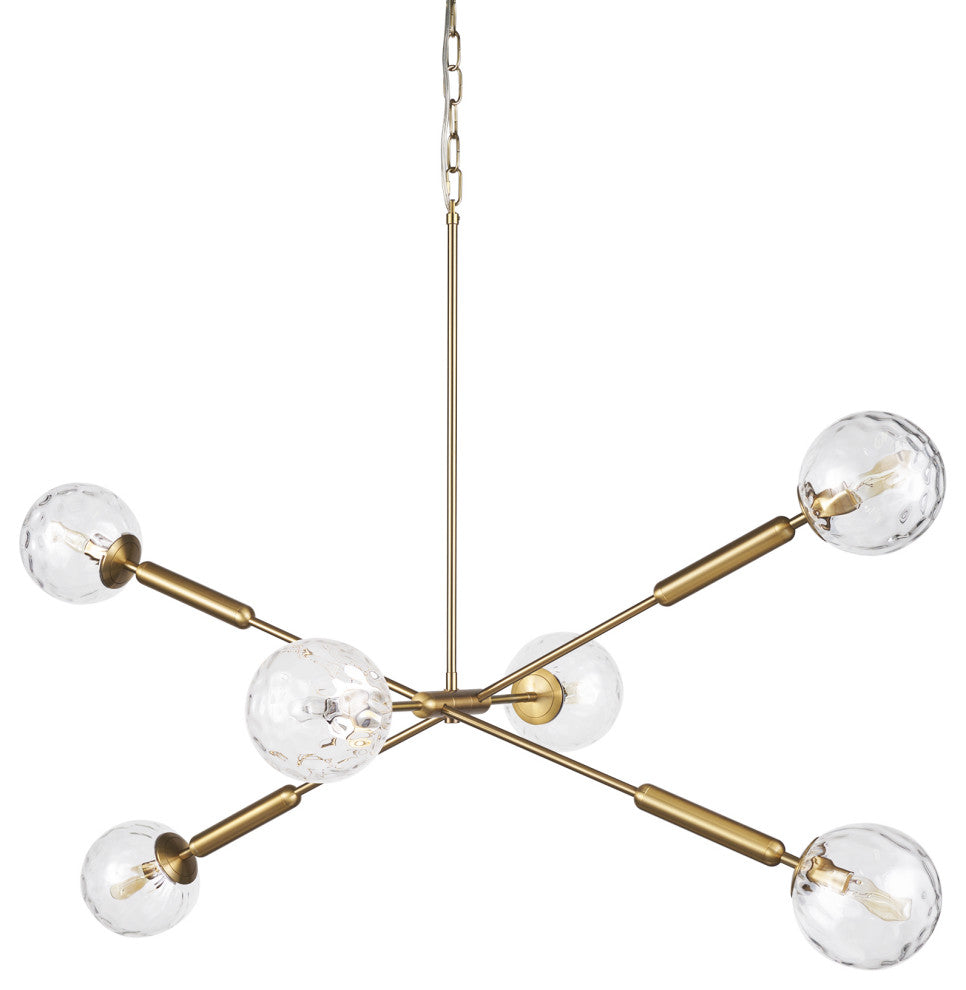 Britton Gold Metal With Clear Glass Globes 6-Light Chandelier