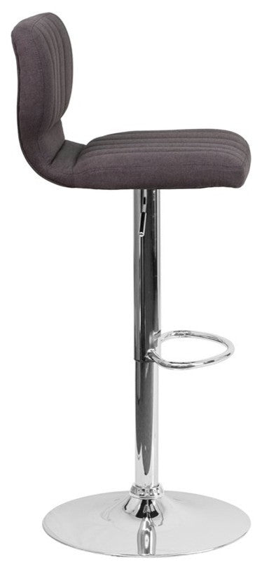 Estella Abra Low-Back Swivel Charcoal Fabric Adjustable Barstool