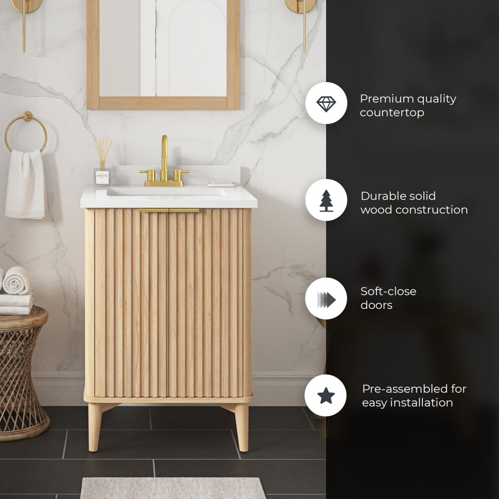 OVE Decors Gabi Single Sink Bathroom Vanity, Rustic Ash, 24", Single Sink