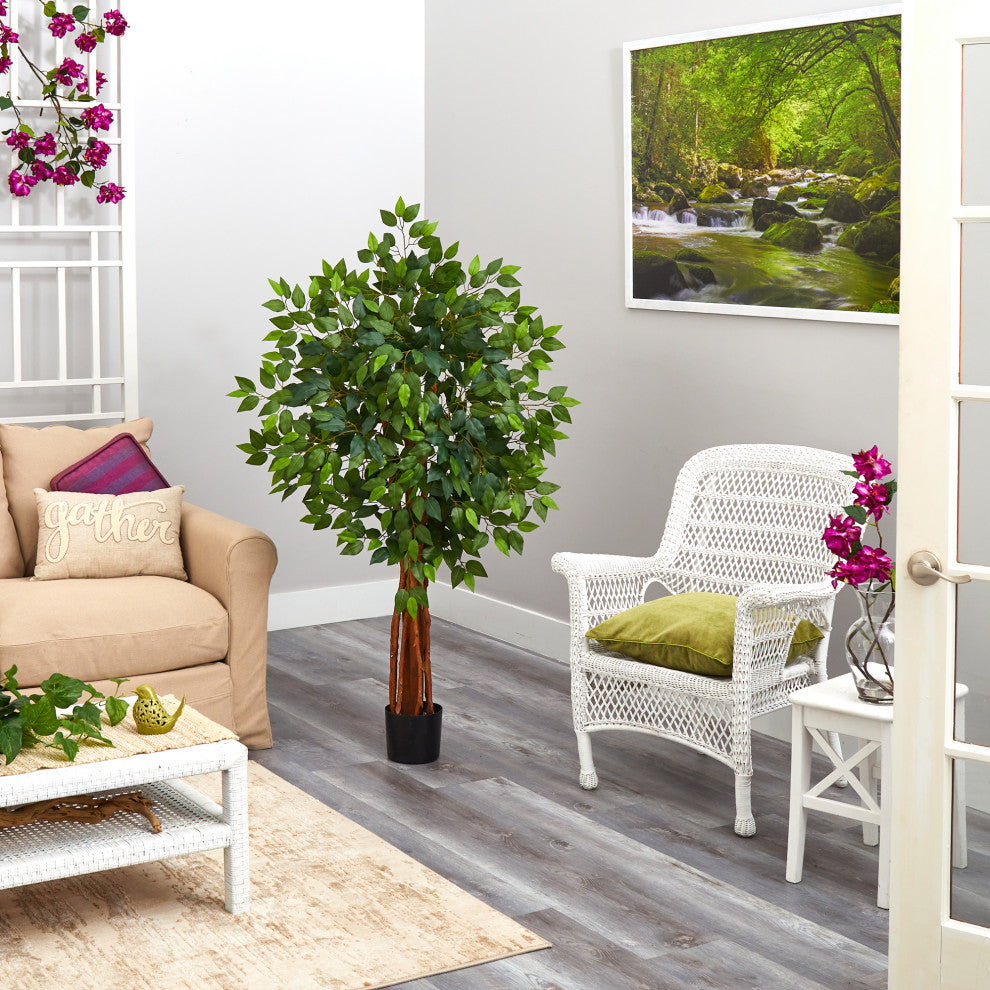 4.5' Super Deluxe Ficus Artificial Tree With Natural Trunk
