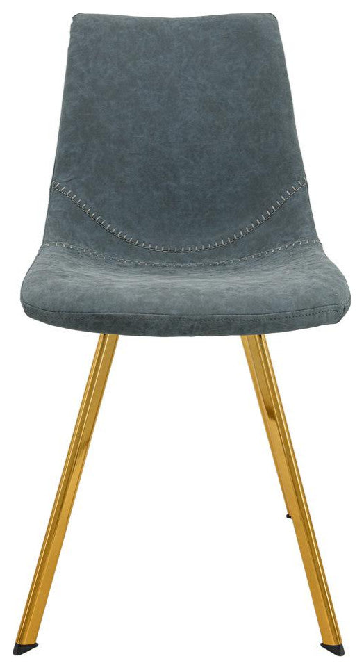 LeisureMod Markley Modern Leather Dining Chair With Gold Legs Set of 2