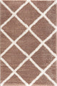 7"x9" Beige and White Modern Lattice Area Rug