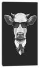 Funny Cow in Suit with Glasses, Animal Canvas Art Print, 16"x32"