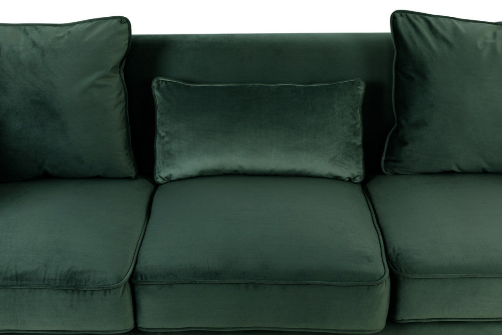 Lilola Home Bayberry Green Velvet Sofa Loveseat Chair Living Room Set