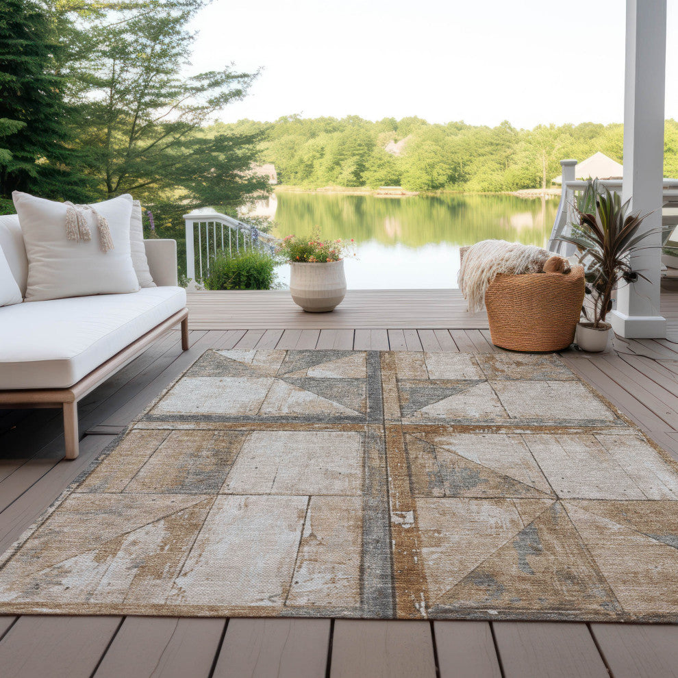 Machine Washable Indoor/Outdoor Chantille ACN1875 Copper 3' x 5' Rug