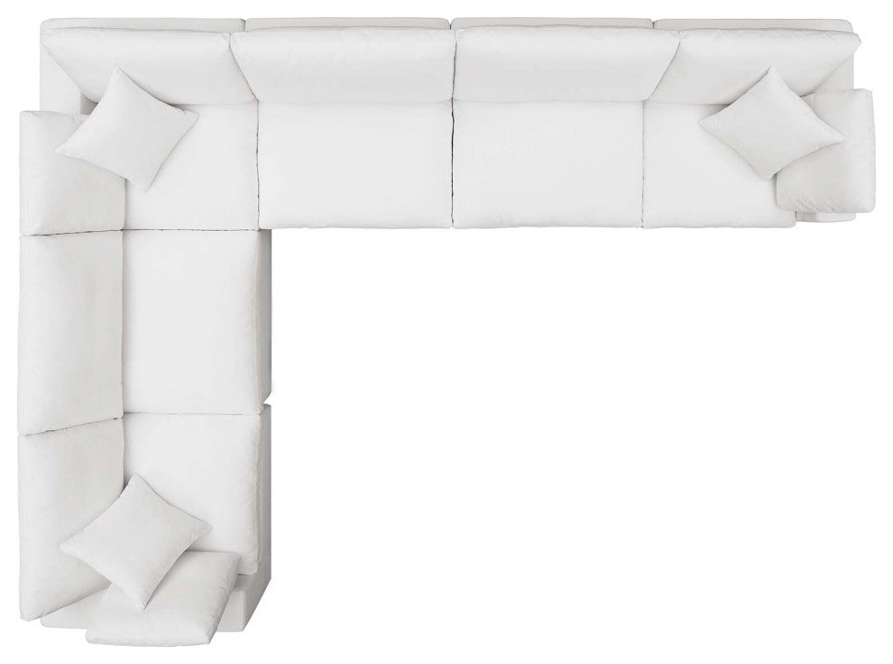 Commix Down Filled Overstuffed 6 Piece Sectional Sofa Set, Pure White