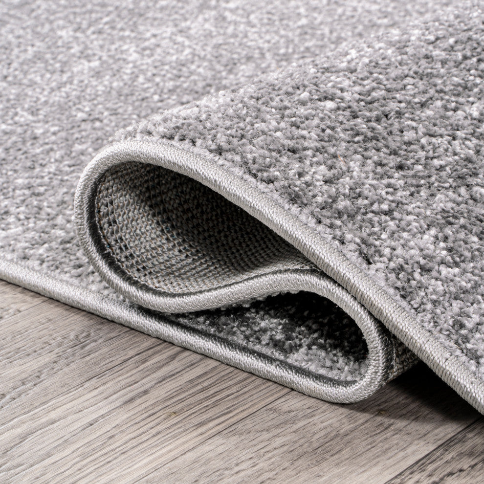 Haze Solid Low-Pile Gray 6' Square Area Rug