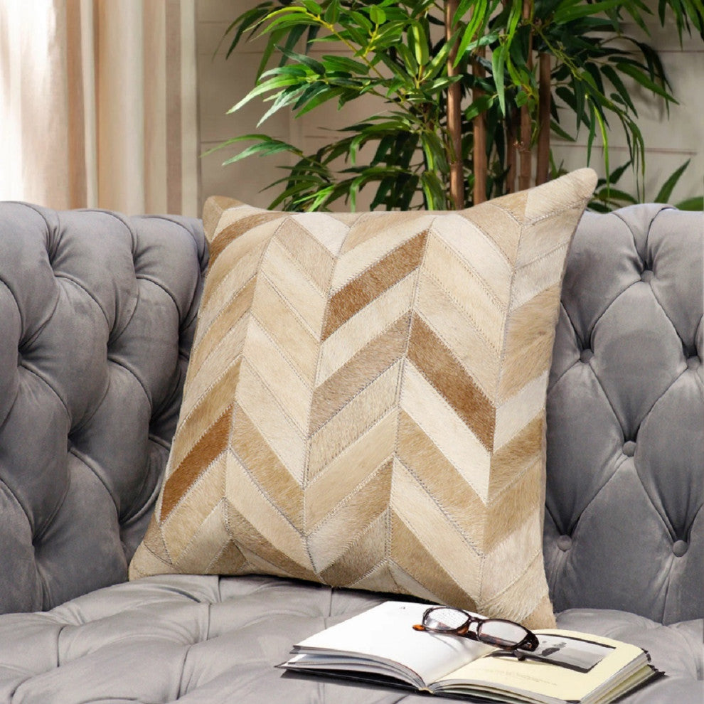 Safari Cowhide L. Brown/Ivory Decorative Pillow