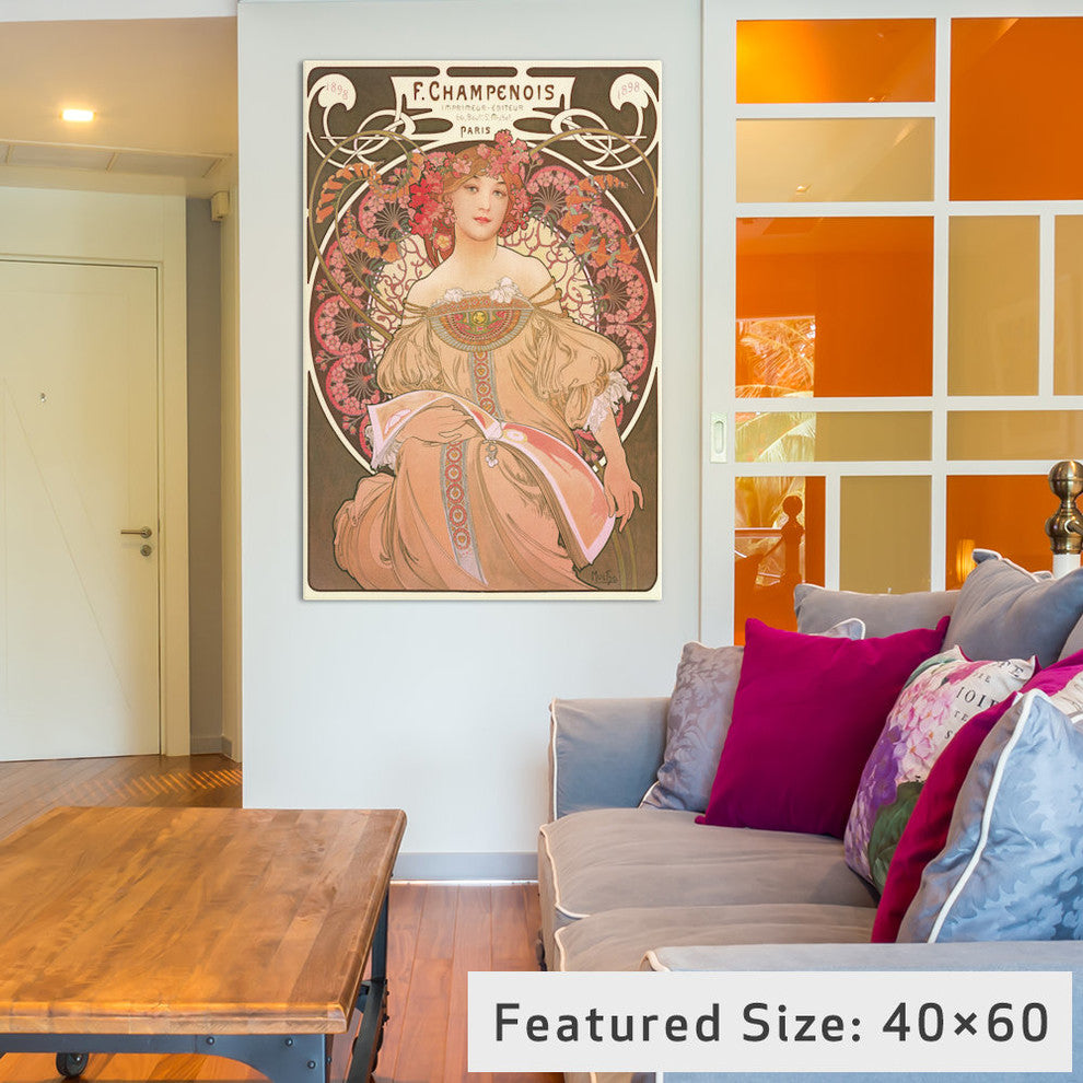 "Reverie" by Alphonse Mucha, 40x26x1.5"