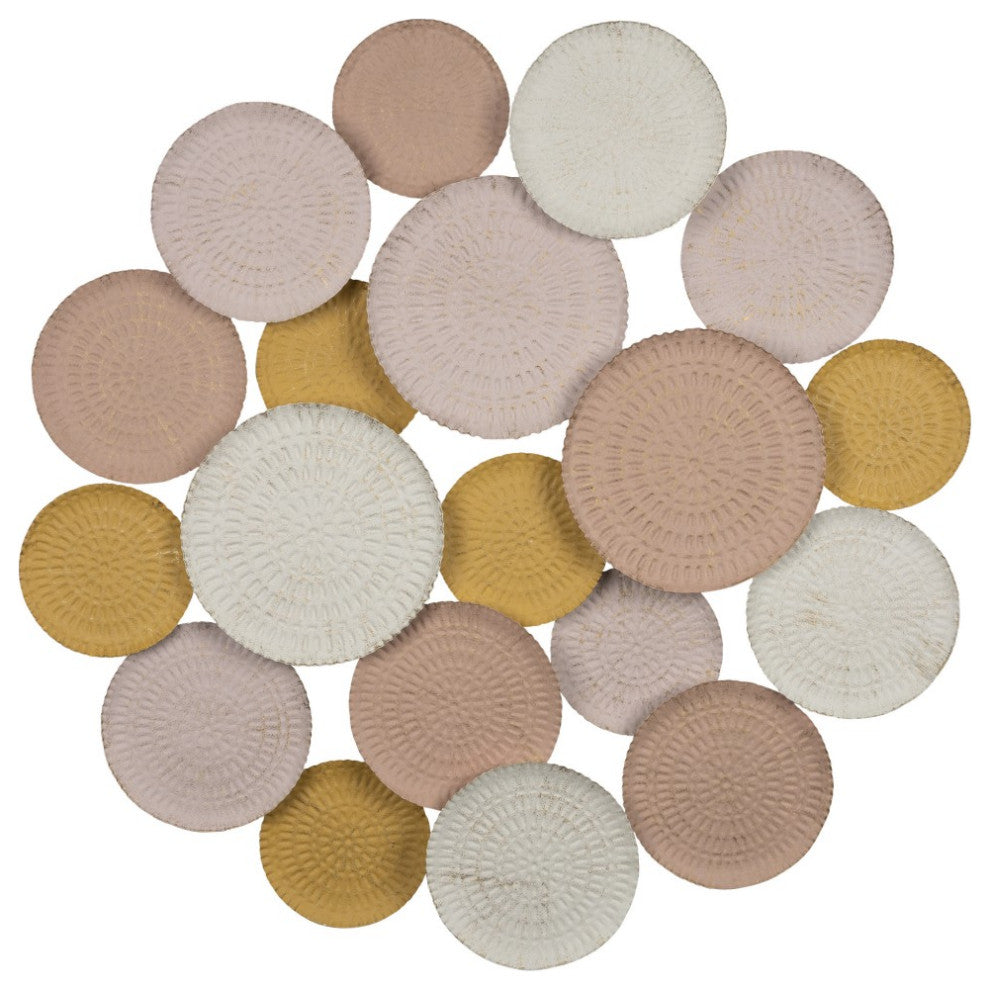Distressed and Matte Abstract Metal Circle Wall Decor