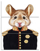 Mouse in Military Uniform, Animal Triptych Canvas Art Print, 28x36, 3 Panels