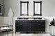 Brittany 72" Black Onyx Double Vanity, Carrara Marble